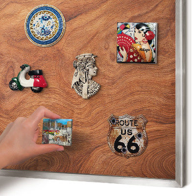 Tableau pour collection d'aimants cadre argenté Grain de bois
