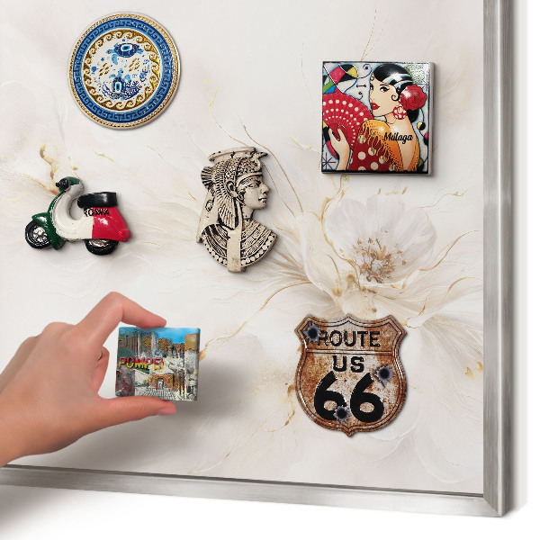 Tableau magnétique décoratif avec cadre argenté Élégance florale