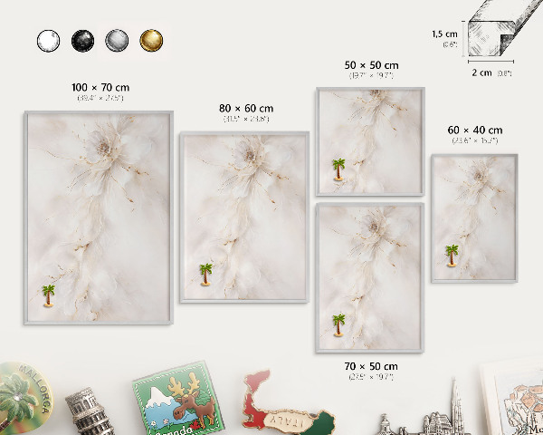 Tableau magnétique décoratif avec cadre argenté Élégance florale