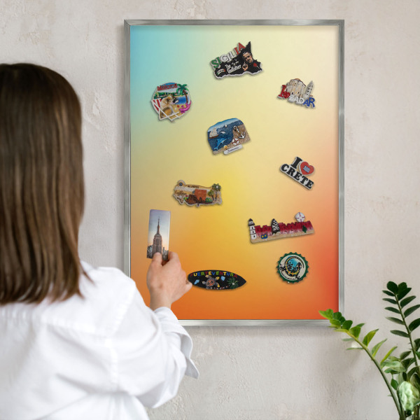 Tableau magnétique décoratif avec cadre argenté Transition de couleur
