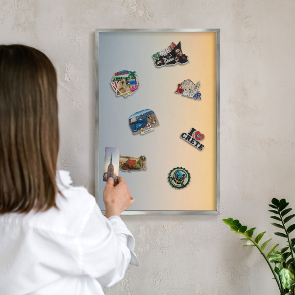 Tableau pour collection d'aimants cadre argenté Dégradé pastel