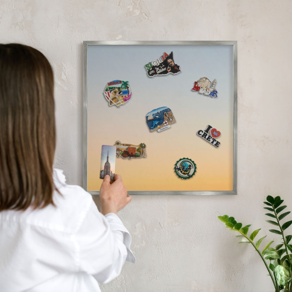 Tableau pour collection d'aimants cadre argenté Dégradé pastel