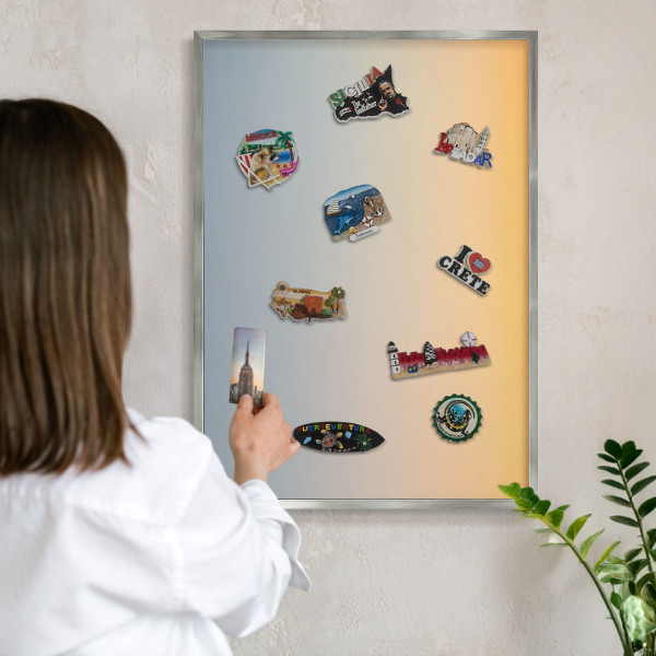 Tableau pour collection d'aimants cadre argenté Dégradé pastel