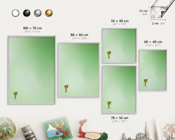 Tableau magnétique décoratif avec cadre argenté Harmonie verte