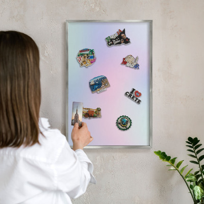 Tableau pour collection d'aimants cadre argenté Dégradé pastel