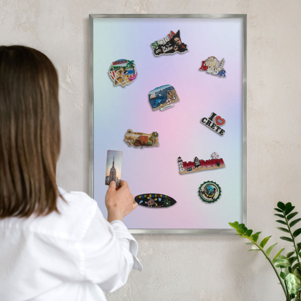 Tableau pour collection d'aimants cadre argenté Dégradé pastel