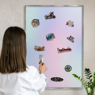 Tableau pour collection d'aimants cadre argenté Dégradé pastel