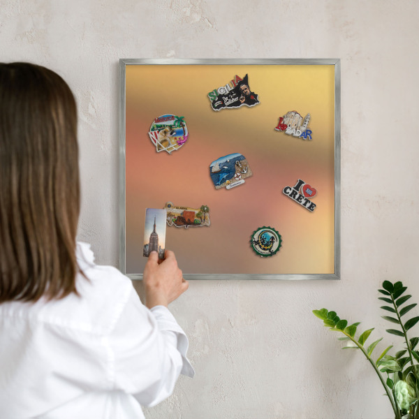 Tableau magnétique décoratif avec cadre argenté Lueur colorée