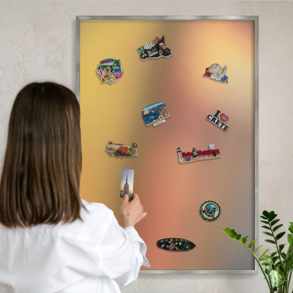 Tableau magnétique décoratif avec cadre argenté Lueur colorée
