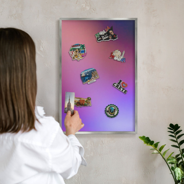 Tableau magnétique décoratif avec cadre argenté Couleurs de l'harmonie