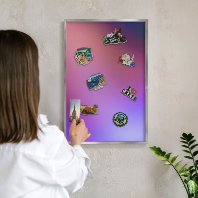 Tableau magnétique décoratif avec cadre argenté Couleurs de l'harmonie