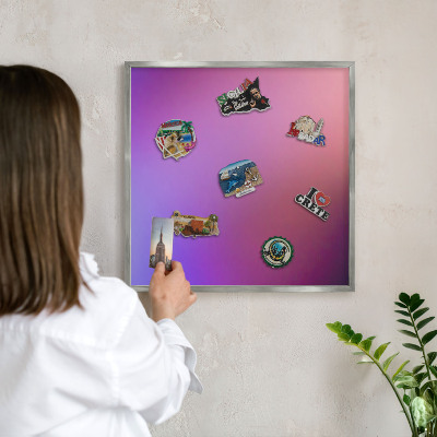 Tableau magnétique décoratif avec cadre argenté Couleurs de l'harmonie