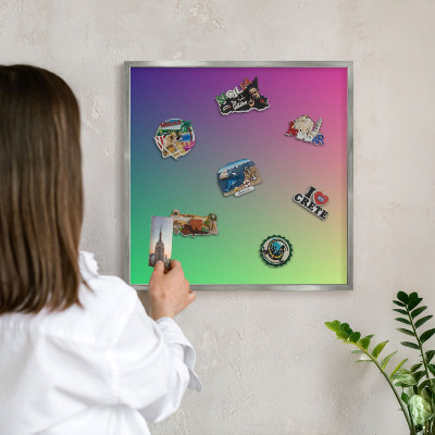 Tableau magnétique décoratif avec cadre argenté Dégradé coloré
