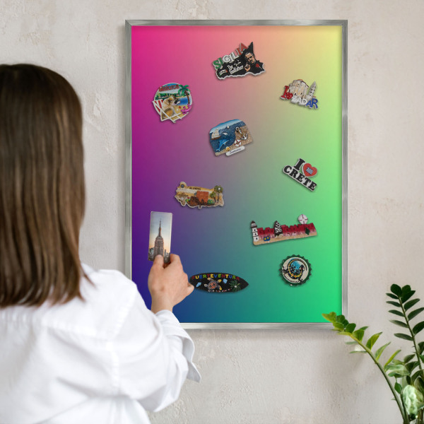 Tableau magnétique décoratif avec cadre argenté Dégradé coloré