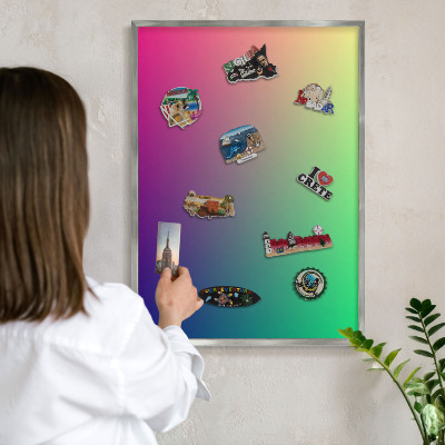Tableau magnétique décoratif avec cadre argenté Dégradé coloré