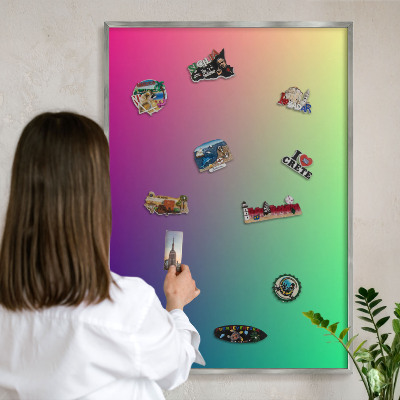 Tableau magnétique décoratif avec cadre argenté Dégradé coloré