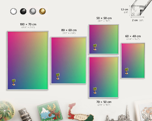 Tableau magnétique décoratif avec cadre argenté Dégradé coloré