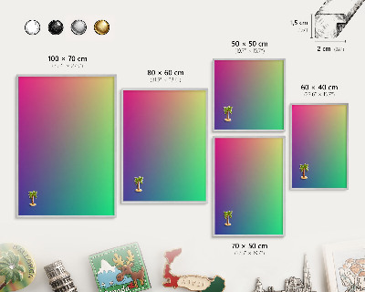 Tableau magnétique décoratif avec cadre argenté Dégradé coloré