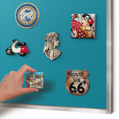 Tableau pour collection d'aimants cadre argenté Turquoise frais