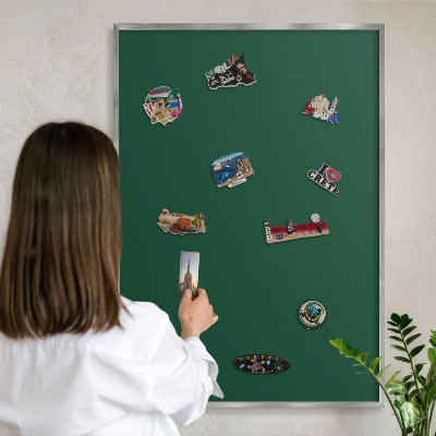 Tableau magnétique décoratif avec cadre argenté Vert bouteille