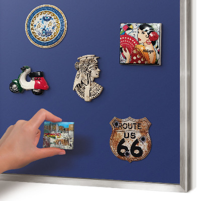 Tableau pour collection d'aimants cadre argenté Bleu marine vif