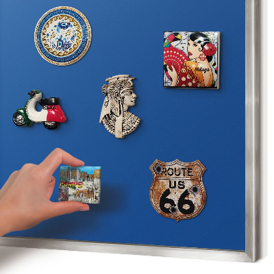 Tableau magnétique décoratif avec cadre argenté Bleu foncé