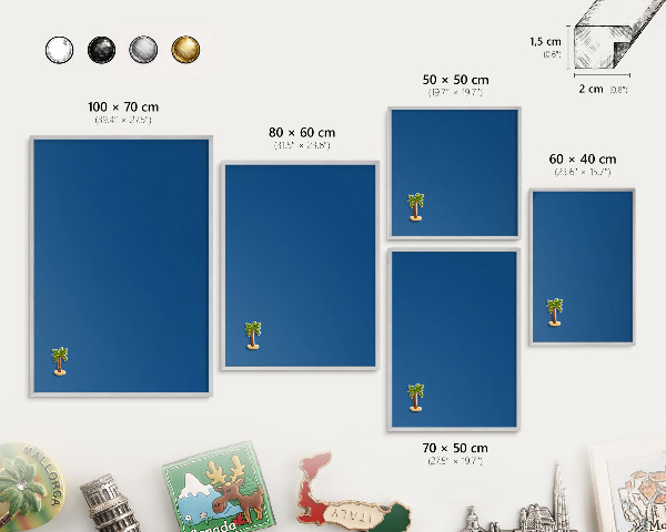 Tableau magnétique décoratif avec cadre argenté Bleu foncé