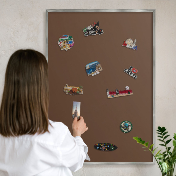 Tableau magnétique décoratif avec cadre argenté Brun châtaigne