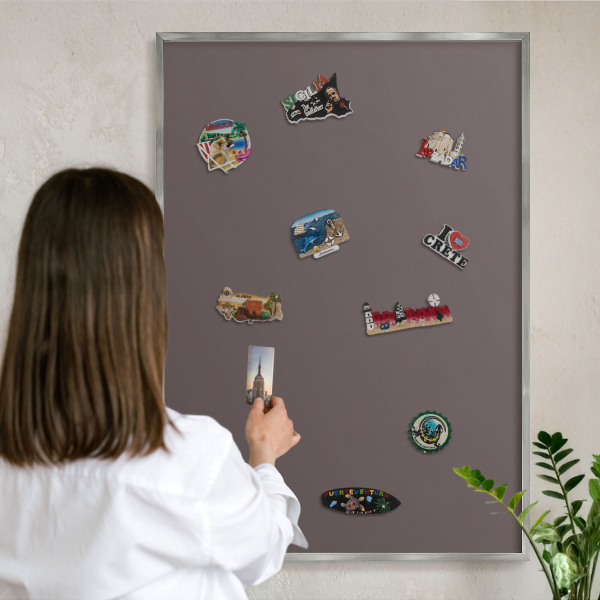 Tableau magnétique décoratif avec cadre argenté Brun délavé