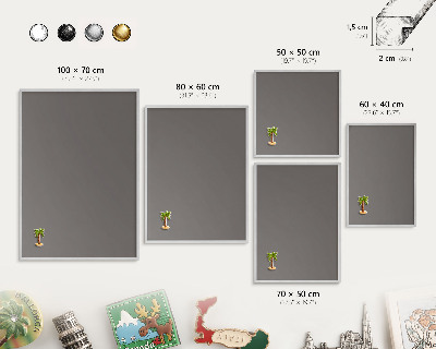 Tableau magnétique décoratif avec cadre argenté Gris foncé