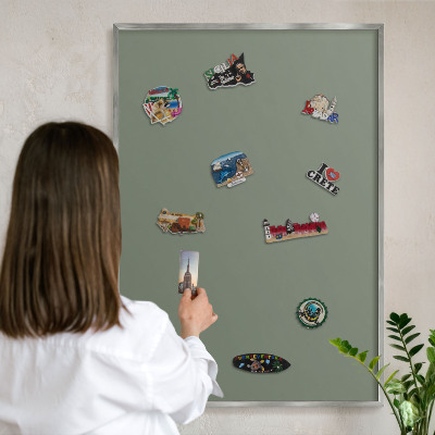 Tableau pour collection d'aimants cadre argenté Sauge noire