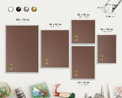 Tableau magnétique décoratif avec cadre argenté Couleur brune