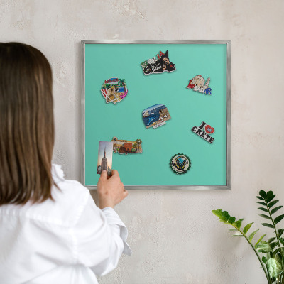 Tableau magnétique décoratif avec cadre argenté Menthe forte