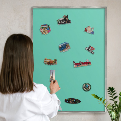 Tableau magnétique décoratif avec cadre argenté Menthe forte
