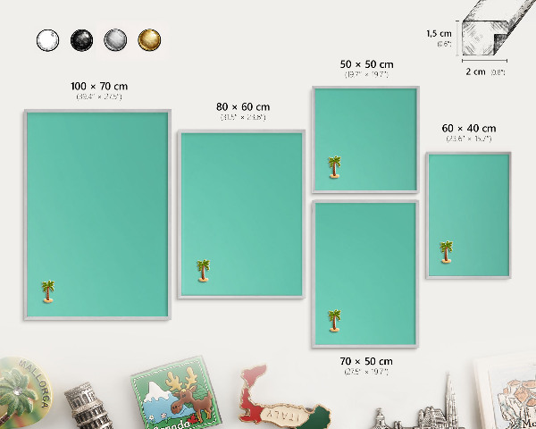 Tableau magnétique décoratif avec cadre argenté Menthe forte