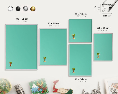 Tableau magnétique décoratif avec cadre argenté Menthe forte