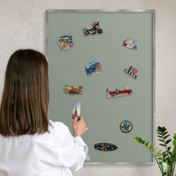 Tableau pour collection d'aimants cadre argenté Sage