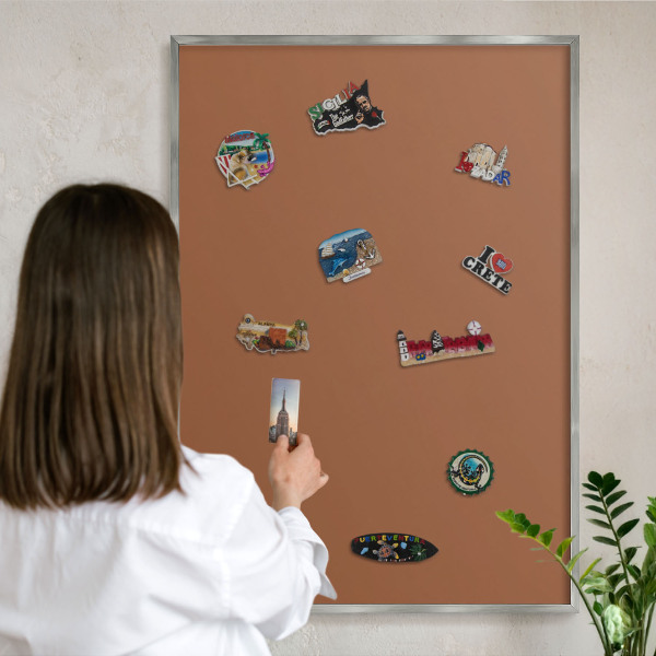 Tableau magnétique décoratif avec cadre argenté Orange foncé