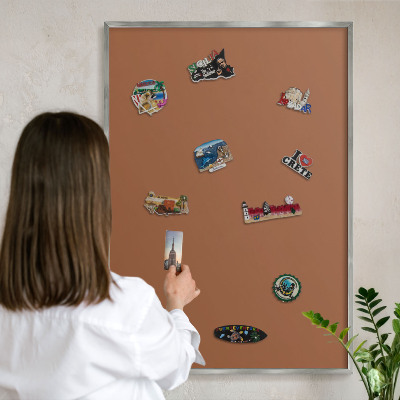 Tableau magnétique décoratif avec cadre argenté Orange foncé