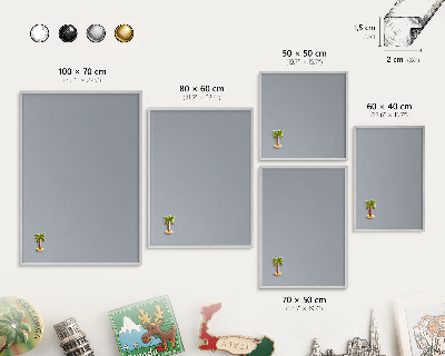 Tableau pour collection d'aimants cadre argenté Gris délicat