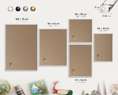 Tableau magnétique décoratif avec cadre argenté Brun clair chaud