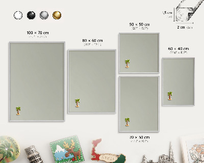 Tableau magnétique décoratif avec cadre argenté Gris chaud
