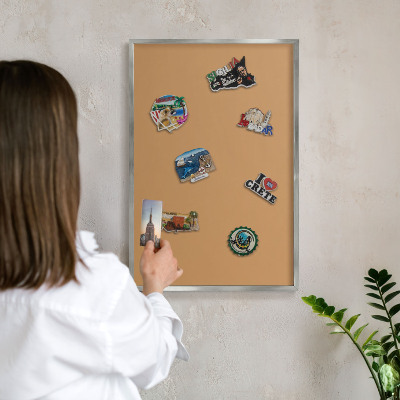 Tableau pour collection d'aimants cadre argenté Orange terne