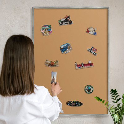 Tableau pour collection d'aimants cadre argenté Orange terne