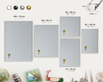 Tableau magnétique décoratif avec cadre argenté Gris clair
