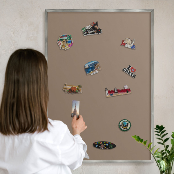 Tableau pour collection d'aimants cadre argenté Brun neutre