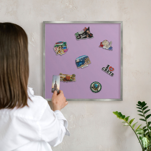 Tableau pour collection d'aimants cadre argenté Violet clair