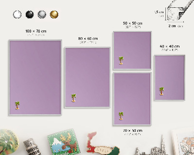 Tableau pour collection d'aimants cadre argenté Violet clair
