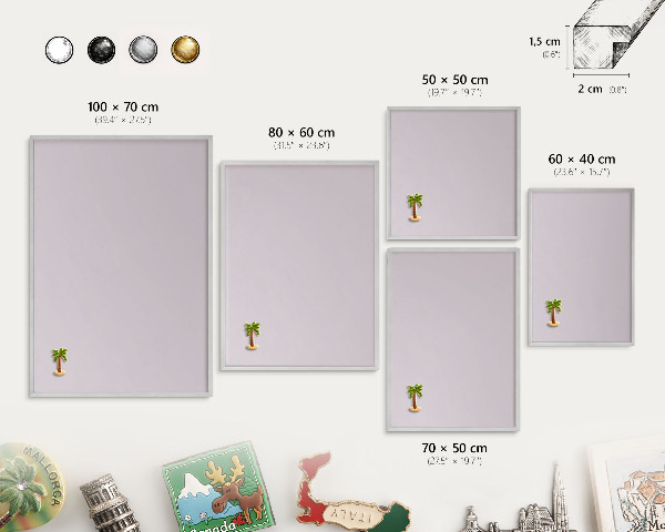 Tableau magnétique décoratif avec cadre argenté Lilas clair