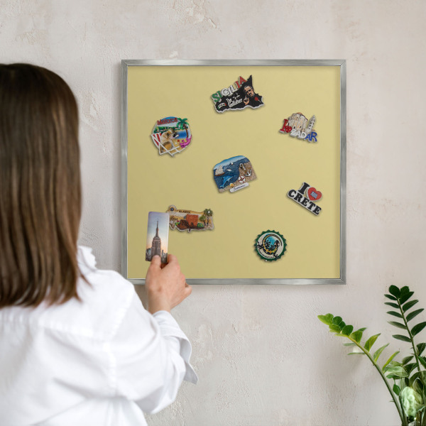 Tableau magnétique décoratif avec cadre argenté Jaune vintage